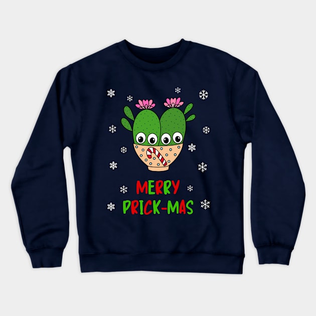 Merry Prick Mas - Cacti Couple In Christmas Candy Cane Bowl Crewneck Sweatshirt by DreamCactus